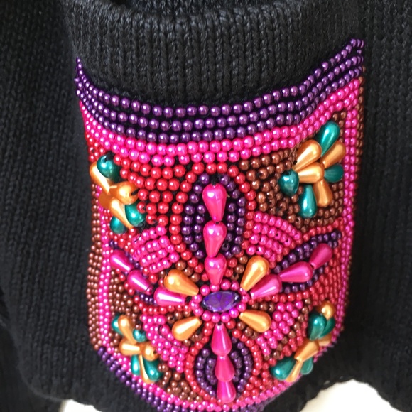 Gladys Bagley Work in Progress Sweater Cardigan Beaded M - Picture 3 of 6